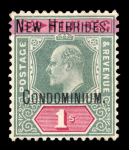 Stamp of Colonies françaises » Nouvelles-Hébrides 1908, 1s vert et rose YT n° 11 neuf **, TB et signé