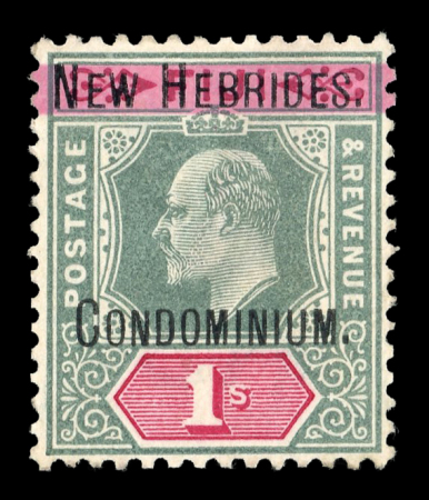Stamp of Colonies françaises » Nouvelles-Hébrides 1908, 1s vert et rose YT n° 11 neuf **, TB et signé