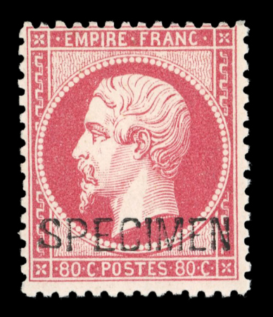 Stamp of France » Empire 1853-1862 1862, Empire 80c rose avec surcharge Specimen YT n°
