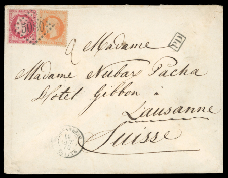 Stamp of France » Empire Lauré 1863-1870 1870, Lettre affranchie à 1f20 avec Napoléon lauré