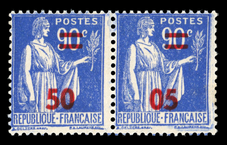 Stamp of France » Variétés et curiosités 1940, YT n° 478a variété surcharge renversée en paire