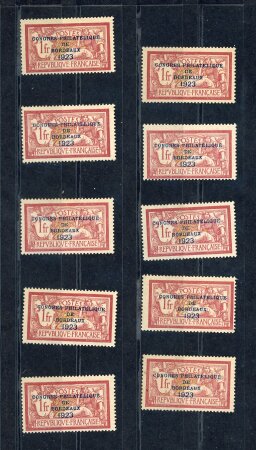 Stamp of France » Émissions à partir de 1900 1923, Congrès de Bordeaux YT n° 182 x 10 timbres neufs