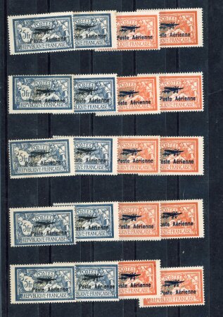 Stamp of France » Poste Aérienne 1927, poste aérienne YT n° 1 et 2 x dix timbres neufs