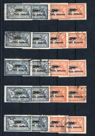 Stamp of France » Poste Aérienne 1927, poste aérienne YT n° 1 et 2 x dix timbres oblitérés,