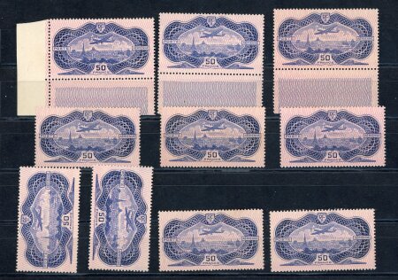 Stamp of France » Poste Aérienne 1936, poste aérienne  Burelé YT n° 15 x dix timbres