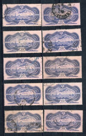 Stamp of France » Poste Aérienne 1936, poste aérienne Burelé YT n° 15 x dix timbres