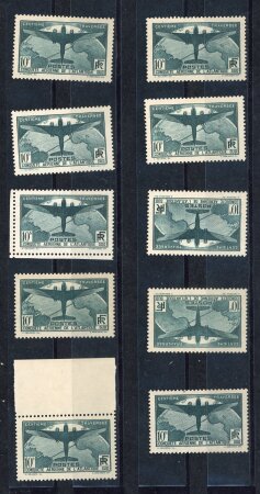 Stamp of France » Émissions à partir de 1900 1936, 10f Atlantique YT n° 321 x dix timbres neufs