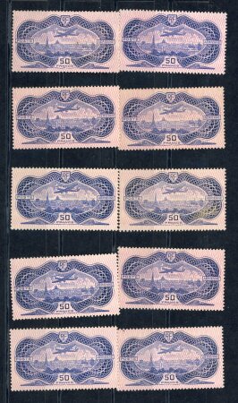 Stamp of France » Poste Aérienne 1936, poste aérienne Burelé YT n° 15 x dix timbres