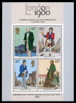 Stamp of Great Britain » Queen Elizabeth II 1980 London Stamp Exhibition souvenir sheet with gold omitted (on the 11 1/2p and 15p) and partially omitted (on the 13p) 