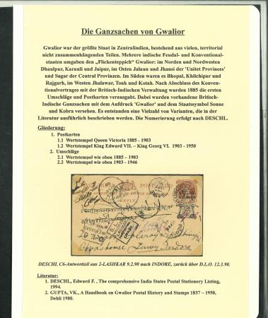 Stamp of Indian States » Gwalior Gwalior – 1885–1946 Comprehensive Postal Stationery