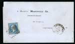 Stamp of France » Empire 1853-1862 1860, Napoléon 20c bleu Y&T n°14 oblitéré grille sarde