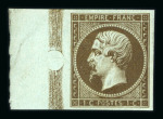 Stamp of France » Empire 1853-1862 1853, Napoléon non-dentelé Y&T n°11c 1c mordoré neuf