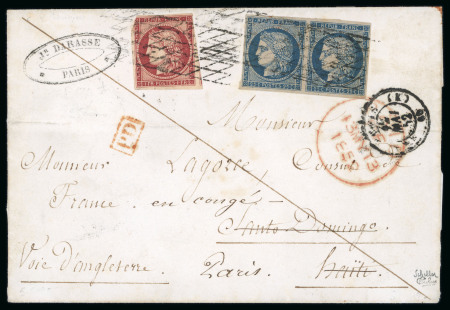 Stamp of France » Type Cérès de 1849-1850 1852, Rarissime lettre pour Haiti affranchie à 1f50