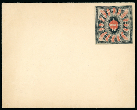 Stamp of Great Britain » 1839 Treasury Competition GB 1839 Charles Whiting 1d essay  in red and black, "unused" affixed to cover