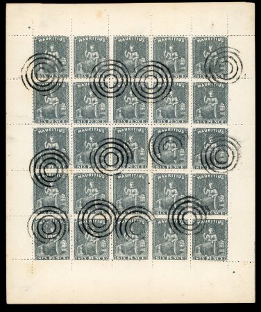 Stamp of Mauritius » 1858-62 Britannia Issues (SG 26-35) Forgeries: 1863 Spiro forgeries, pair of complete sheets