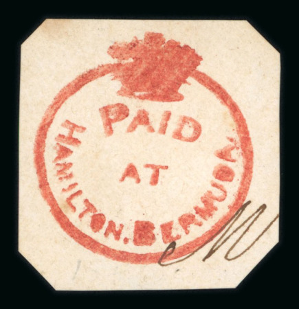 Stamp of Bermuda 1846 "PAID / AT / HAMILTON. BERMUDA." crown circle