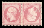 Stamp of France » Empire 1853-1862 1853, Napoléon dentelé n°24 80c rose en paire tête-bêche