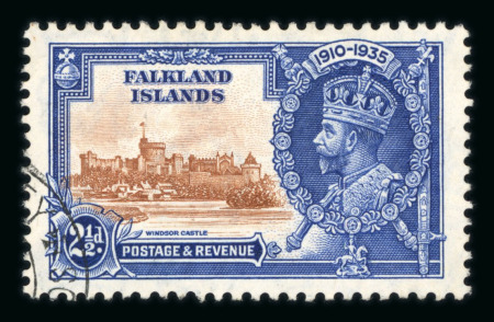 Stamp of Falkland Islands Falkland Islands 1935 Silver Jubilee 2 1/2d with double flagstaff variety, neatly used