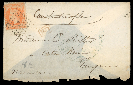 Stamp of France » Guerre de 1870-1871 1870, Pli confié du LE GAMBETTA à destination de Constantinople