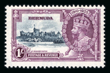 Stamp of Bermuda 1935 Silver Jubilee 1s with variety "vertical log and