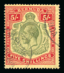 Stamp of Bermuda 1918-22 5s green and carmine-red on pale yellow with