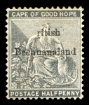 Stamp of Bechuanaland » British Bechuanaland 1885-87 wmk Cabled Anchor 1/2d grey-black with "ritish"