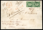 Stamp of France » Type Cérès de 1849-1850 1852, Cérès YT n°2 en paire verticale sur devant de