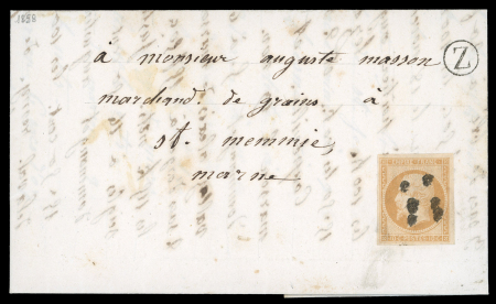 Stamp of France » Empire 1853-1862 1858, Napoléon YT n°13A 10c bistre avec oblitération