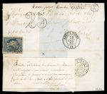 Stamp of France » Type Cérès de 1849-1850 1852, Cérès YT 25c bleu n°4 utilisé frauduleusement