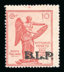 Stamp of Italy » B.L.P. Italy 1922 unissued B.L.P. overprint on Victory set with comma variety