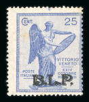 Stamp of Italy » B.L.P. Italy 1922 unissued B.L.P. overprint on Victory set with comma variety