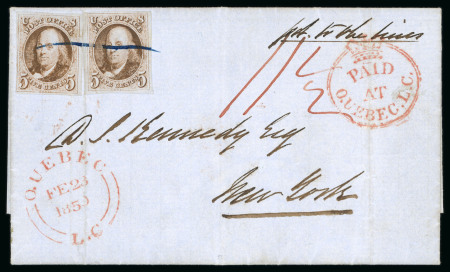 Stamp of United States » 1847 Issue 1847, ONE OF THE FINEST KNOWN CANADA-USA MIXED FRANKINGS