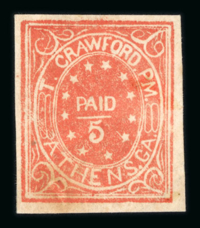 Stamp of United States » Confederate States » Postmasters' Provisionals US Confederate States, Athens Ga., 1861, 5c Red