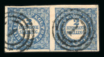 Stamp of Denmark » 2 Rigsbank Skilling 1851, 2 rigsbankskilling blue in pair used, plate I, second