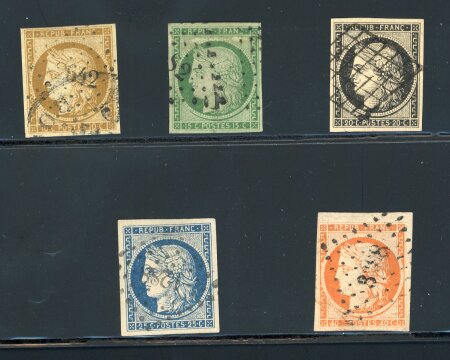 Stamp of France » Type Cérès de 1849-1850 1849-1850, type Cérès Y&T n° 1-5 oblitérés, beaux seconds