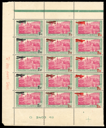 Stamp of Colonies françaises » Monaco Monaco, 1933, Bloc de 15 timbres du Poste Aérienne