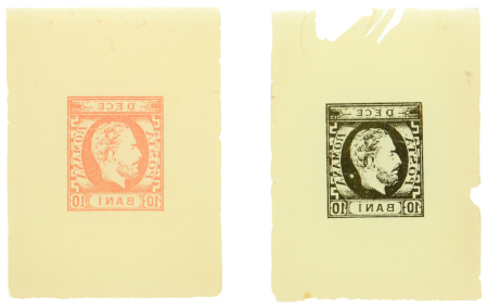 Stamp of Romania » King Carol 1871 - "With Beard" Imperforate Romania 1871-72 group of SPERATI forgery items with four glass clichés