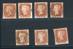 Stamp of Great Britain » 1841 1d Red 1841 1d red-brown group of 7 choice 4 margin examples