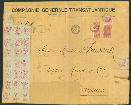 Stamp of Colonies françaises » Guyane - T.A.G. Guyane/T.A.G : 1921, exceptionnelle grande lettre recommandée