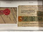 Stamp of Indian States » Kishengarh Revenues: One-frame exhibit of stamped papers uprated with revenue stamps