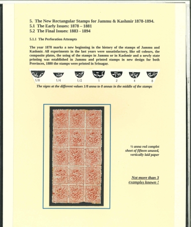 Stamp of Indian States » Jammu & Kashmir 1878-94 New Rectangular Issues: Specialized Collection