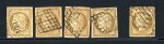 Stamp of France » Type Cérès de 1849-1850 1849, petit lot de 6 EXEMPLAIRES du n°1 Cérès 10c bistre