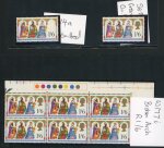 Stamp of Great Britain » Queen Elizabeth II 1969 Christmas 1s6d mint n.h. group incl. greenish-yellow omitted (S.G. £400)