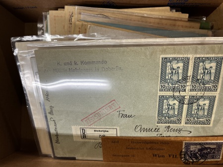 Stamp of Bosnia and Herzegovina 1883-1919, Accumulation of about 140 covers, cards and post. stat's + local issue of Mostar ovpts 1994 (57 philat. cards & covers)