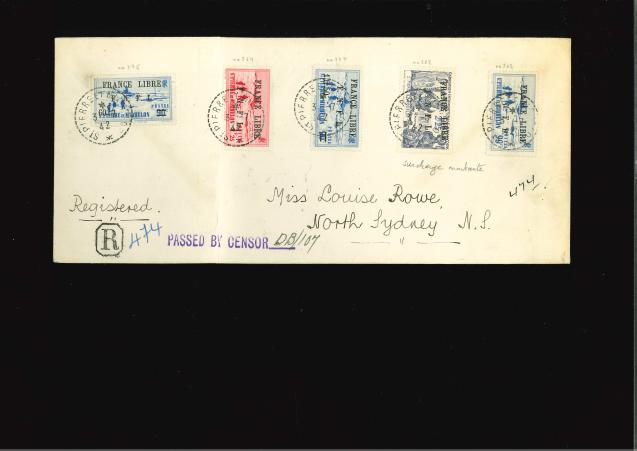 Stamp of Colonies françaises » St. Pierre et Miquelon 1942, belle lettre recommandée grand format horizontal