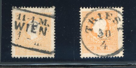 Stamp of Austria » 1859 Issue 1859, Österreich - Austria 2Kr orange und hellorange