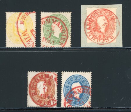 Stamp of Austria » 1860 Issue 1860-61, Austria - Österreich, kpl. Satz m. Rotstpl.