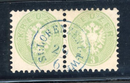 Stamp of Austria » Styria (Steiermark) Austria Österreich Steiermark 1863-64 3Kr Paar m. blauen ST.LORENZEN i.d.We.in blau