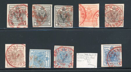 Stamp of Austria » 1850 Issue 1850, Austria Österreich, Lot Rotstpl.