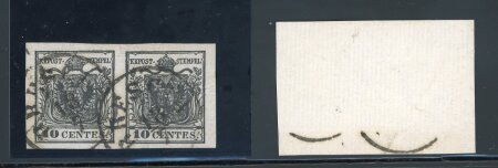 Stamp of Austria » Lombardy Venetia 1850, 10C in waagr. Mischpaar Ty Ib + Ia